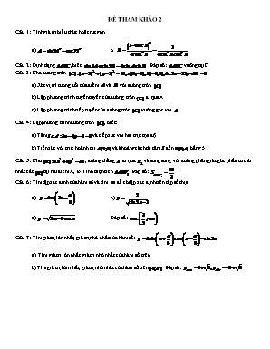 Đề tham khảo thi học kỳ II môn Toán Lớp 10